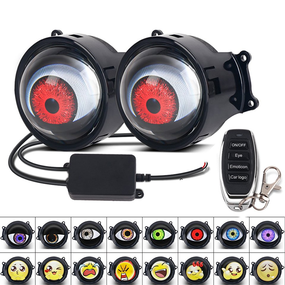 

1 пара фар для мотоцикла Devil Eye, крутое украшение, динамический светодиодный светильник в сборе, модифицированный светильник Eagle Eye, аксессуар для мотоцикла