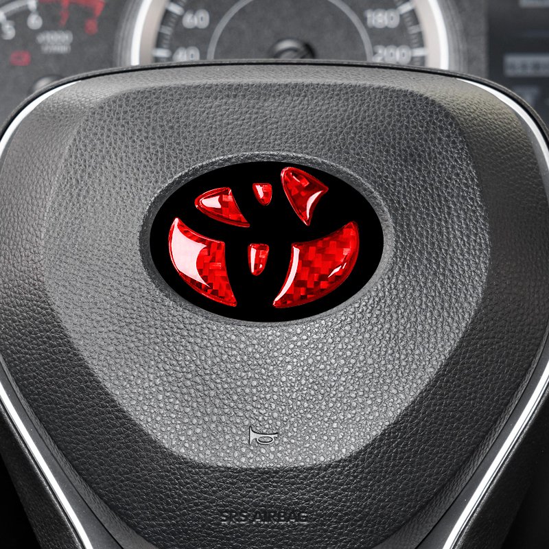 

1 шт. для Toyota Corolla Rav4 CHR Auris Camry Prius Yaris, эмблема на руль автомобиля из углеродного волокна, значок, наклейка, клейкая отделка, наклейки
