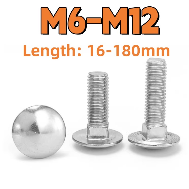 

Болт тренера M6 M8 M10 M12 304, болт с резьбой из нержавеющей стали, ферменный болт с круглой головкой и квадратным вырезом, винт тренера, мебельные болты