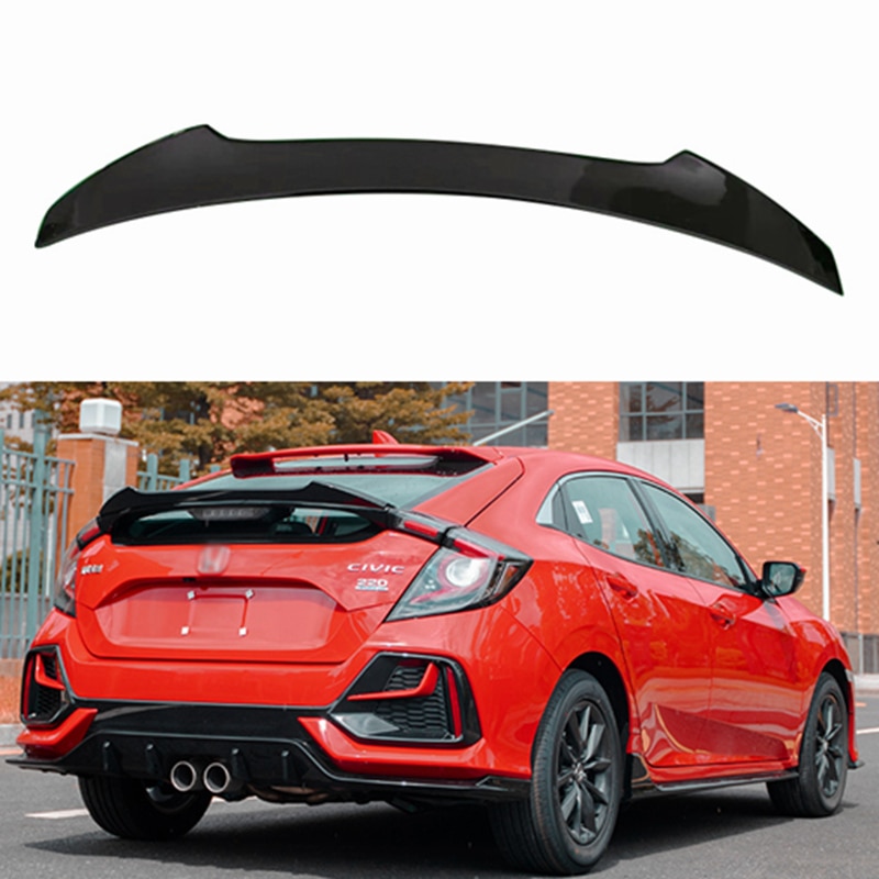 

Задний спойлер для багажника, крыло для багажника Honda Для Civic X, 10-го хэтчбека 2016-2019, узор из АБС-углеволокна/глянцевый черный