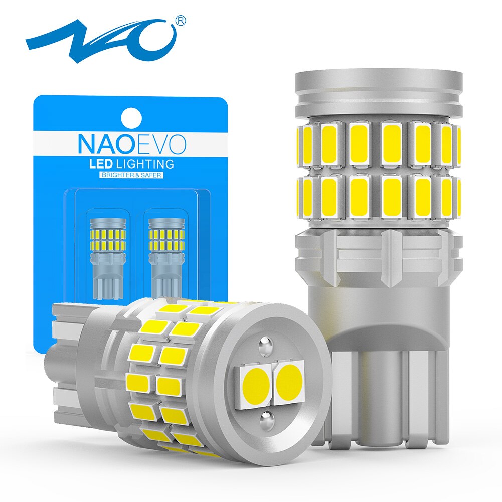 

NAO 2-Pack T10 W5W Светодиодные Автомобильные Лампы Супер Яркий Номерной Знак Внутреннее Освещение 12 В 600LM Белый Янтарный ...