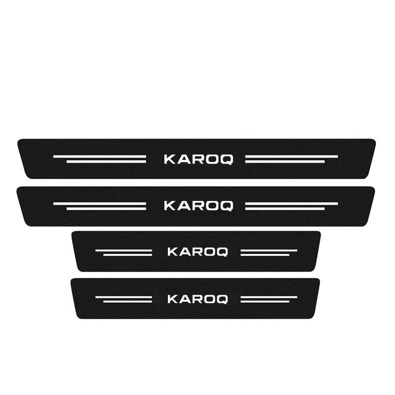 

4 шт., защитные наклейки на порог автомобиля для Skoda Karoq NU7, кожаные декоративные наклейки из углеродного волокна, аксессуары для тюнинга