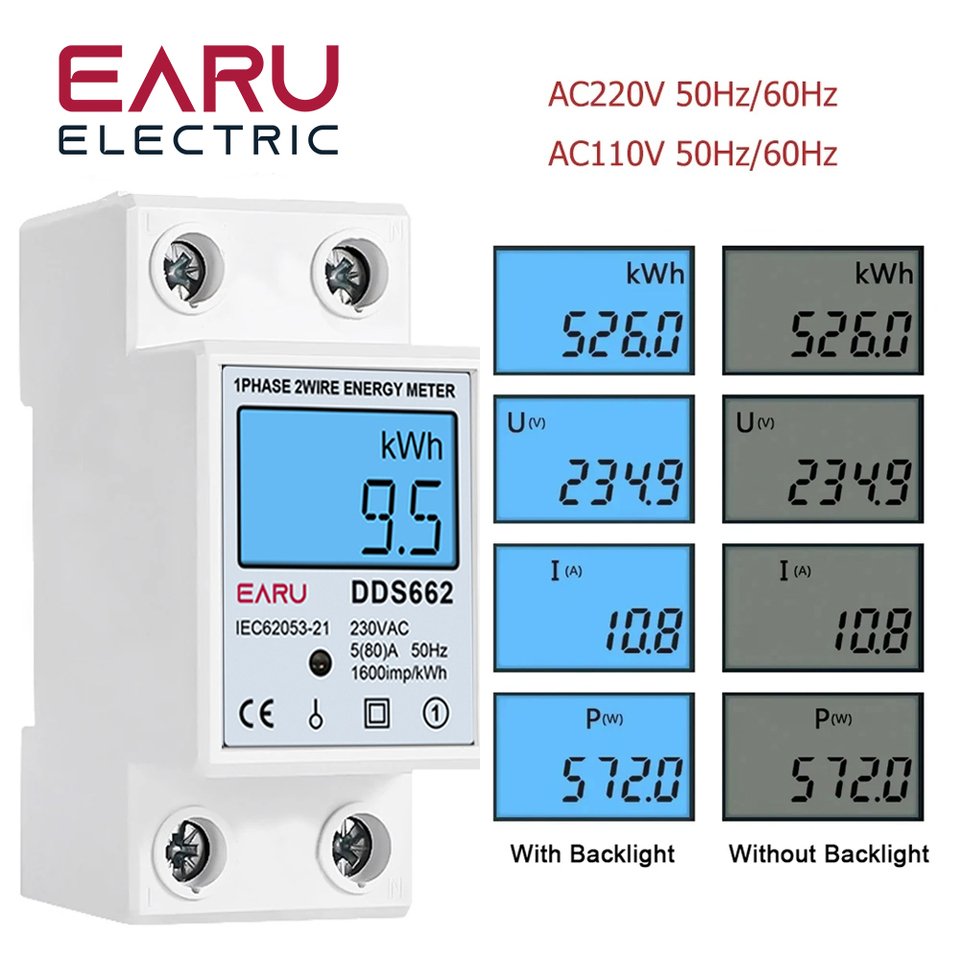

EARUELECTRIC Динамический счетчик электроэнергии 5-80A
