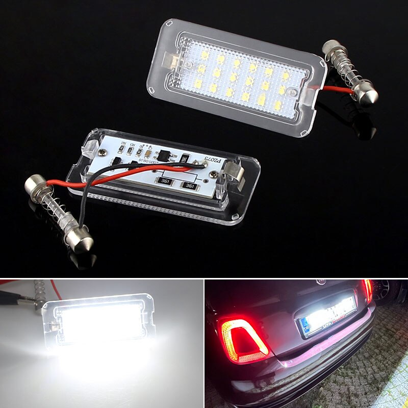 

Высокая яркость 2X 12V 18SMD без ошибок, автомобильные детали, светодиодный номерной знак, задний фонарь для Fiat 500 500C/ Abarth 500 07-16 6000k