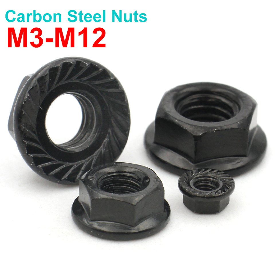 

Zimir Фланцевые гайки M3 M4 M5 M6 M8 M10 M12 черные из углеродистой стали