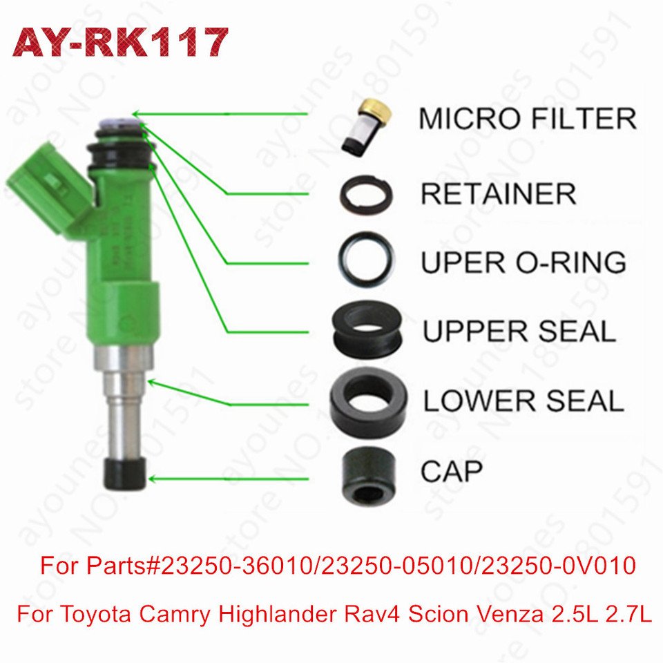 

6 комплектов ремкомплекта топливной форсунки OEM # 23250-0C020 23250-36010 23250-0V010 для Toyota Camry rav4 Scion Venza 2.5L 2.7L (AY-RK117)