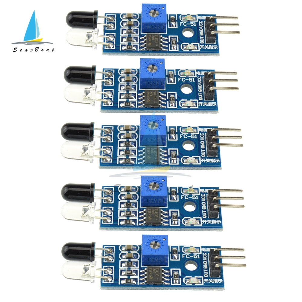 

5 шт./лот DC 3,3 V-5V ИК инфракрасный модуль датчика обхода препятствий для Arduino умный автомобиль робот 3-проводной светоотражающий фотоэлектрический
