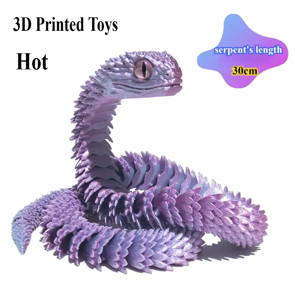 

Горячая 3D печатная змея, подвижный шарнир, имитация змеиных кукол, креативное украшение для домашнего офиса, рабочего стола, 2025 год, подарок, подарок для рукоделия