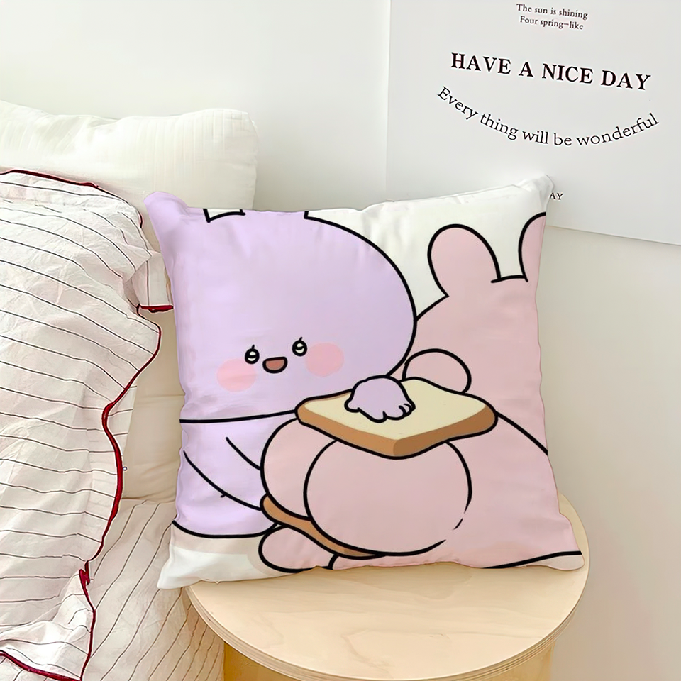 

Cute Cartoon Pillow Case For Sofa Bedroom Living Room Office Bedside Table Backrest Cushion Printing Square A-Asamimichaans