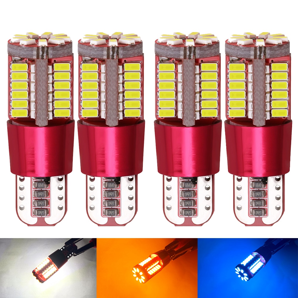 

4 шт. T10 168 192 W5W 57 SMD 3014 светодиодный Canbus без ошибок автомобильный габаритный фонарь парковочный фонарь моторная клиновая лампа белый красный синий зеленый желтый
