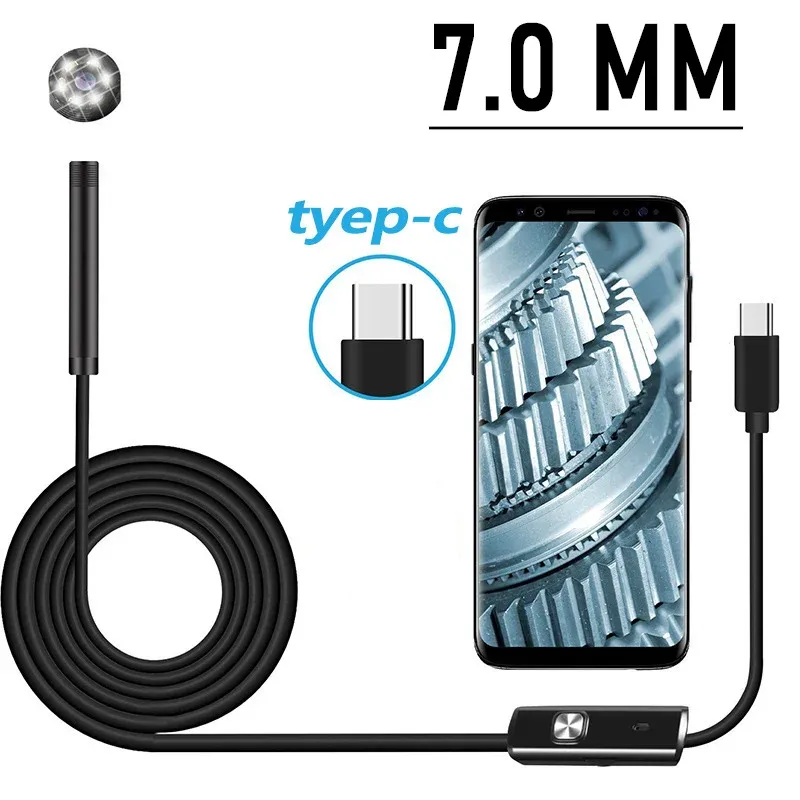 

Водонепроницаемая эндоскопическая камера 7,0/5,5 мм IP67, USB, гибкая эндоскопическая камера для обнаружения телефона, 6 светодиодов, регулируемая