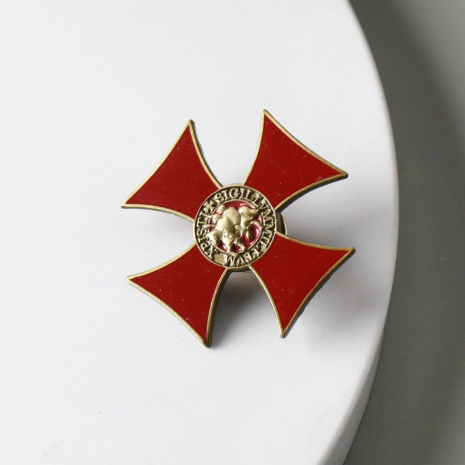 

1 шт., значок рыцарей тамплиеров, красный крест, металлическая булавка, брошь для ювелирных аксессуаров