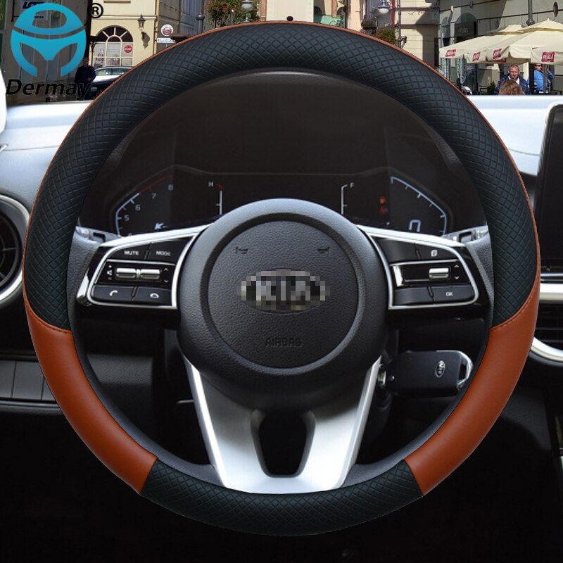 

100% DERMAY брендовый кожаный чехол на руль спортивного автомобиля для Kia Sorento I II III Sorento PRIME 2002-2020 автомобильные аксессуары