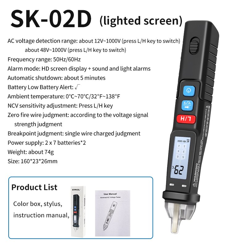 

Бесконтактный детектор напряжения SNAKOL SK-02D 48-1000В