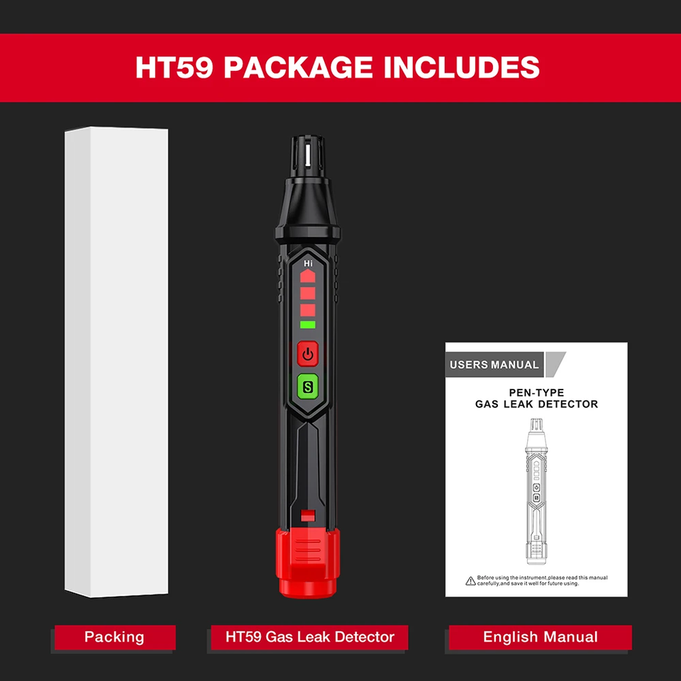 

HABOTEST HT59 HT60 HT61 Детектор утечки газа 0-1000PPM Звуковая и экранная сигнализация Горючий легкозаймистый природный метан Мини-детектор газа