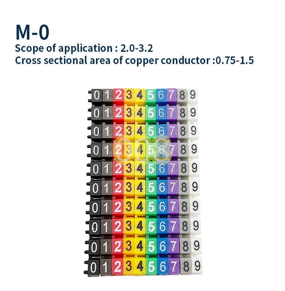

100 шт. 0-9 1,5 мм2-6 мм2 Цветные арабские цифры M Тип CAT 6 Зажим Кабельный маркер 0–9 Этикетка Трубка Кабельный маркер