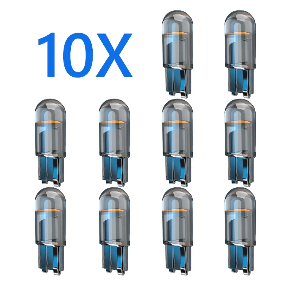 

10 шт. W5W T10 светодиодная стеклянная автомобильная лампа 6000K белого цвета, лампа для автомобильного номерного знака, купольная лампа для чтения DRL, Прямая доставка, поддержка