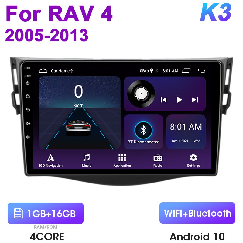 

2 Din 4G Android 12 Автомобильный стерео радио Мультимедийный видеоплеер для Toyota RAV4 Rav 4 2005-2013 Навигация GPS Carplay авторадио