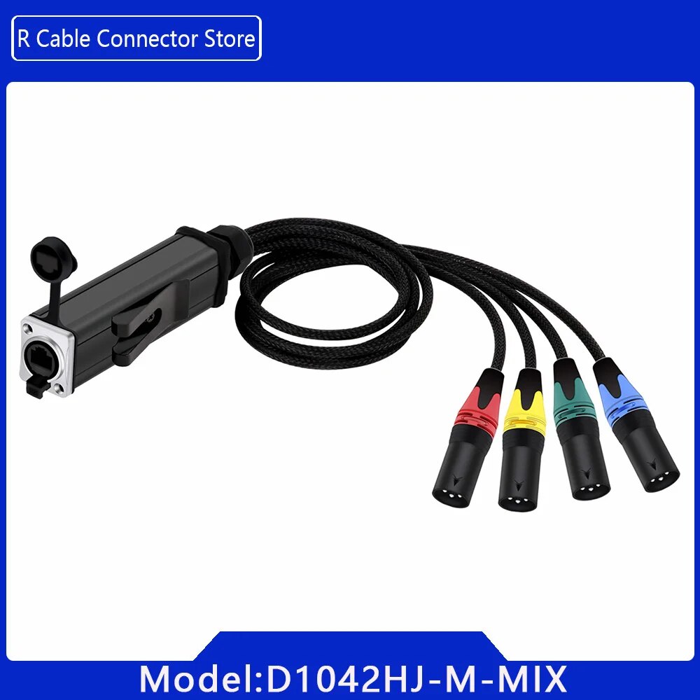 

Водонепроницаемый 4-канальный 3-контактный разъем RJ45 для аудио, XLR, штекер/гнездо, многосетевой Удлинительный кабель для сценического освещения