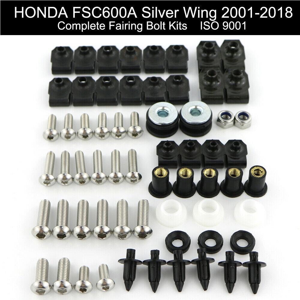 

Подходит для HONDA FSC600A Silver Wing 2001-2018, полный обтекатель, комплект болтов, гайки, зажимы, закрывающие болты, нержавеющая сталь