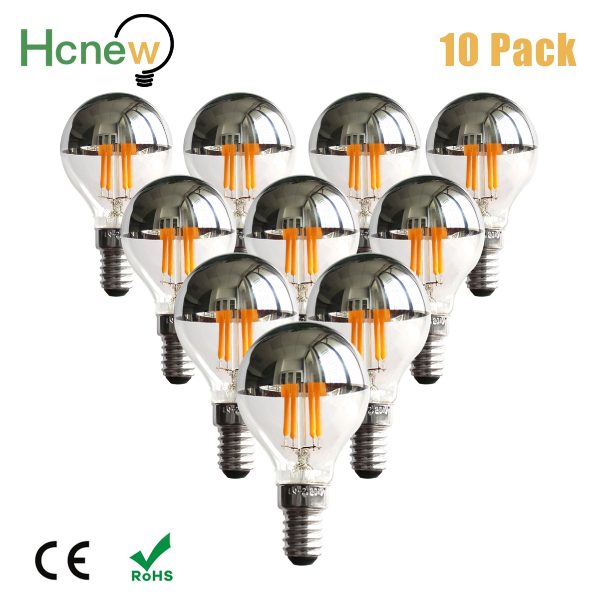 

Светодиодная лампа Hcnew G45DS, серебряная, теплый белый свет, E14/E27