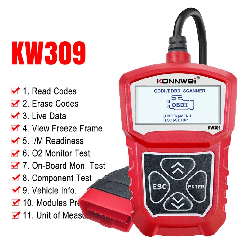 

KONNWEI KW309 OBDII сканер считыватели кодов неисправностей двигателя автомобильный сканер OBD2 автомобильный сканер OBD 2 ii ремонт диагностические инструменты