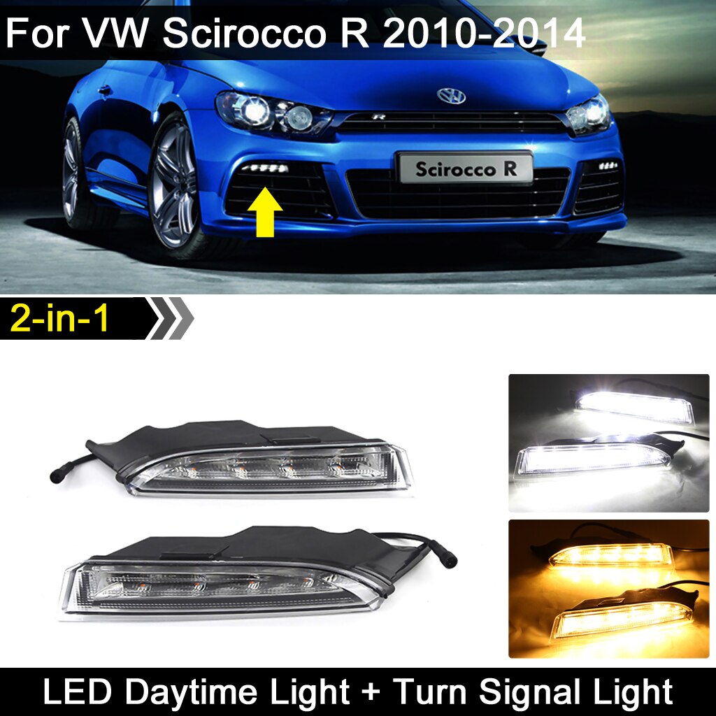 

Дневные ходовые огни для Volkswagen VW Scirocco R 10-14, многофункциональные светодиодные дневные ходовые огни с оранжевым поворотным сигналом, белый свет