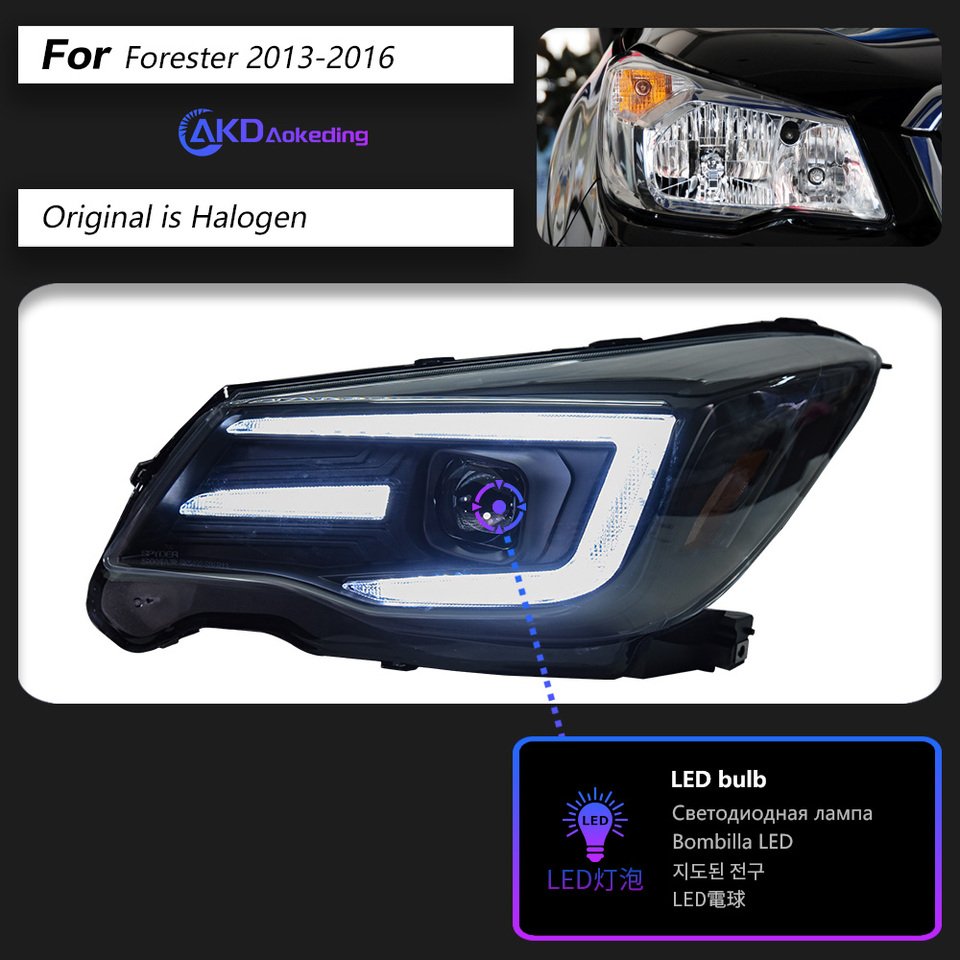 

Фара AKD для Subaru Forester, светодиодный ная фара 2013-2018, фары для Forester, DRL, сигнал поворота, фара дальнего света, проектор Angel Eye