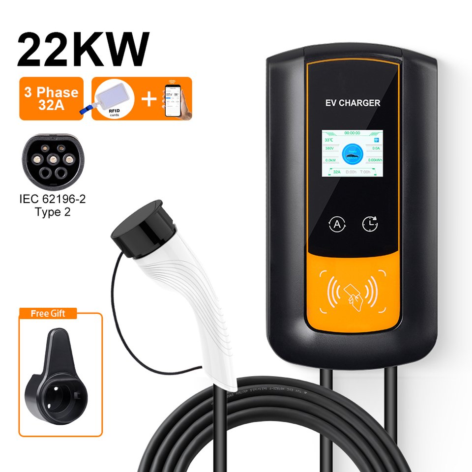 

EV Wallbox 7,6 кВт/11 кВт/22 кВт для зарядки электромобиля в разъеме Type2 220 В 380 В Зарядное устройство для электромобилей 16 А 32 А с управлением через приложение