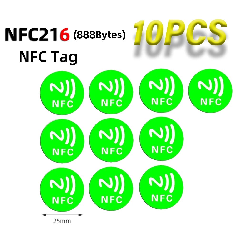 

888 байт NFC 216 черная бирка 13,56 МГц ISO14443A 504 байта черная наклейка Ntag216 NFC наклейка для всех телефонов NFC RFID клейкая этикетка