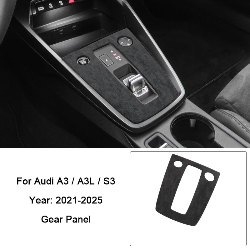 

Для Audi A3 A3L S3 2021 2020 2023 2024 2025 Замшевые кожаные накладные панели на приборную центральную консоль, дверь, рулевое колесо, шестерни