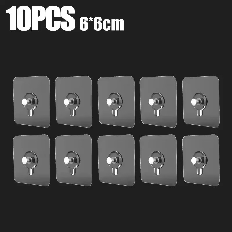 

10Pcs Strong Adhesive Hooks Picture Frame Poster No Drilling Hooks Waterproof Durable Kitchen Bathroom Accessories Screw Hooks
