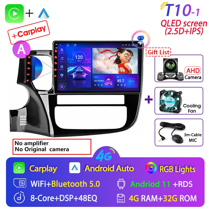 

Srnubi для Mitsubishi Outlander 3 GF0W GG0W 2012 - 2018 Android 11 Carplay Автомагнитола мультимедийный плеер 2 Din GPS DVD головное устройство