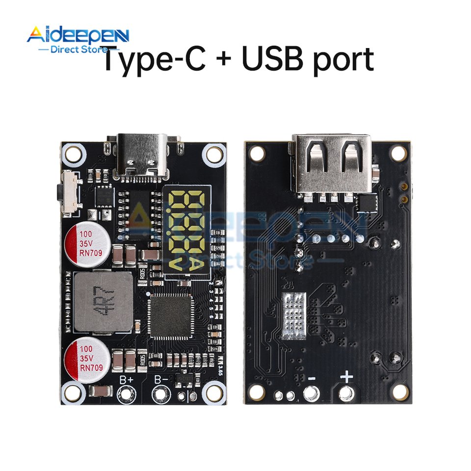 

Светодиодный дисплей 45 Вт 2-6S BMS литиевая батарея Модуль быстрой зарядки Type-C USB Boost Buck Поддержка быстрой зарядки PD/PPS/FCP/QC/SCP 5 В 9 В