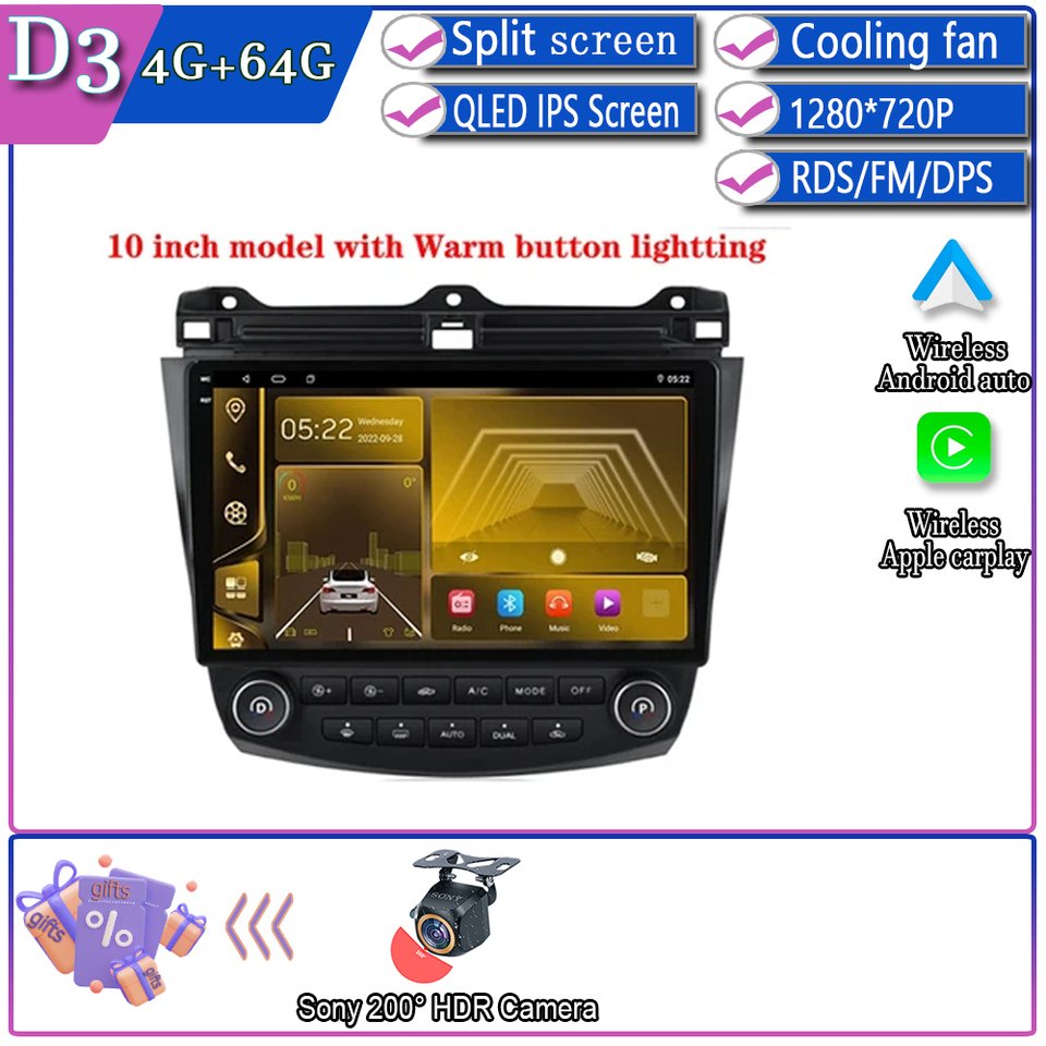 

Android 14 Мультимедийная стереонавигация GPS Авторадио Экран для Honda Accord 7 2003-2007 Плеер Радио Автомобильный Carplay 5G DVD BT