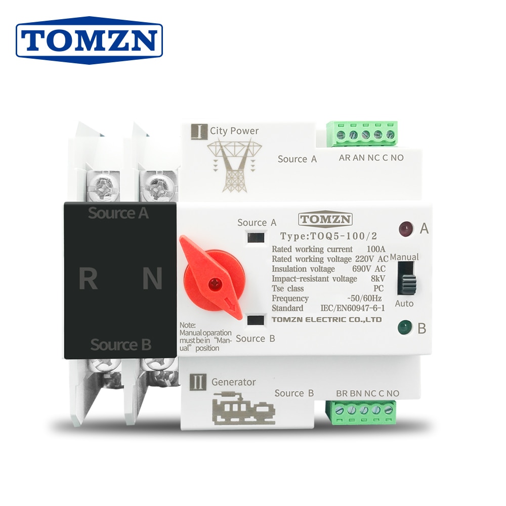 

Автоматический выключатель TOMZN TOQ5-63/2P, TOQ5-100/2P, TOQ5-125/2P