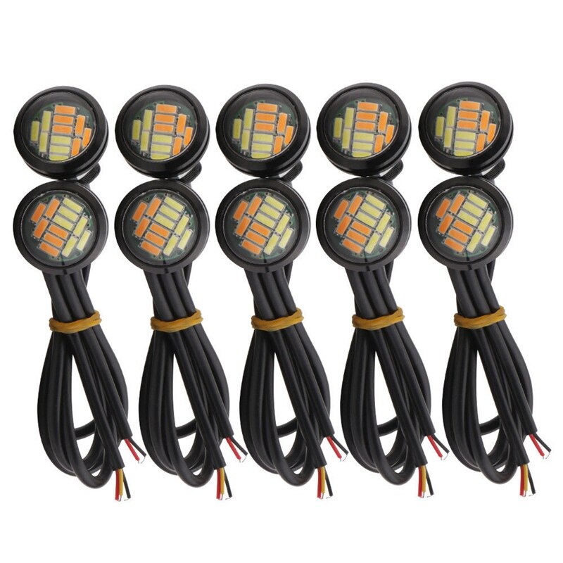 

10 шт. 12 в 23 мм двухцветный переключатель 4014 Smd 12 светодиодов Drl орлиный глаз Дневной светильник автомобиля Мотор поворосветильник s