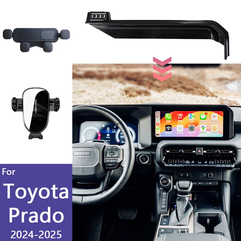 

Автомобильный держатель телефона для Toyota Land Cruiser Prado 250 J300 2024 2025, фиксированная база, крепление для телефона с беспроводной зарядкой, аксессуары