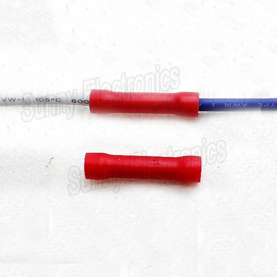 

100x стыковой соединитель, красный винил 22-18 AWG, калибр Ga, медный провод к проводу