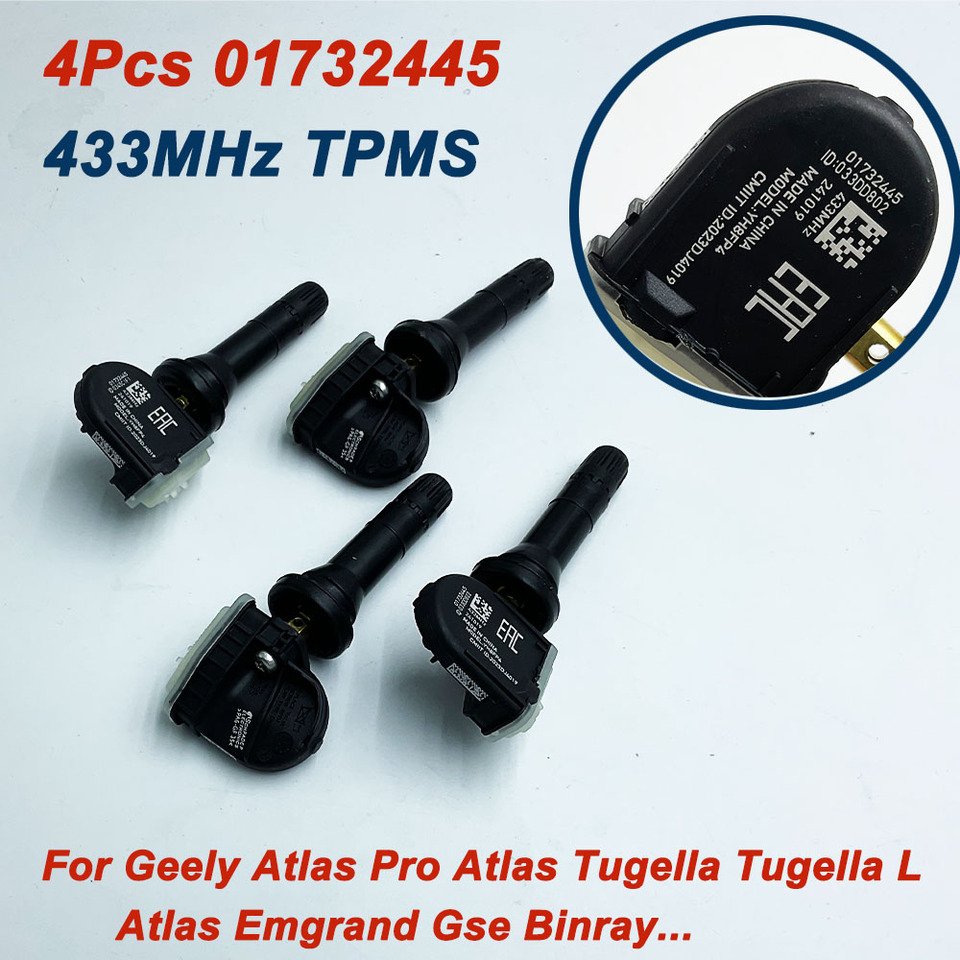 

4шт OEM 01732445 1017032445 Автомобильный датчик TPMS 433 МГц, датчик давления в шинах, система мониторинга для Geely GSE Atlas Tugella Binray