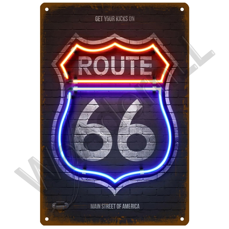 

Металлическая вывеска Route 66