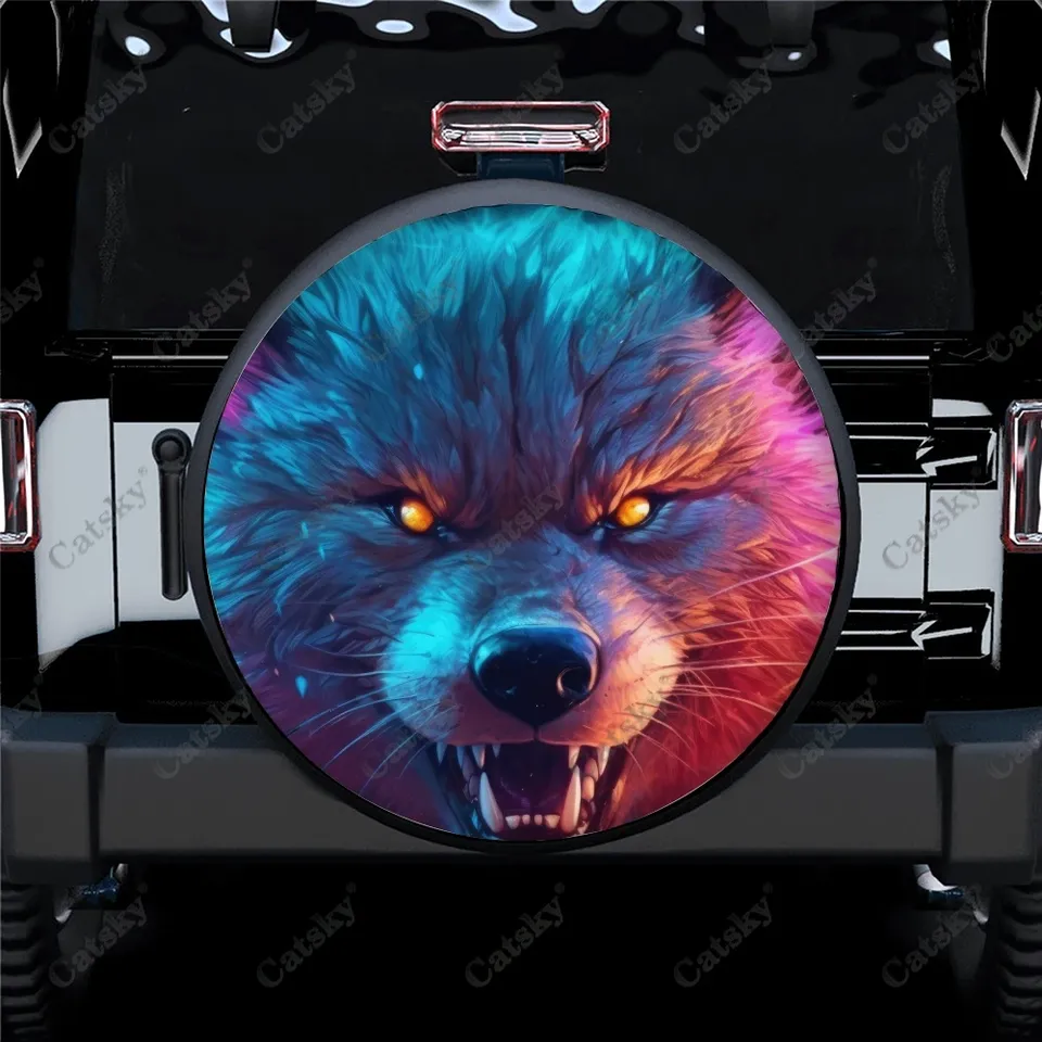 

Mystical Fiery Wolf Fantasy Полиэстер Универсальный чехол для запасного колеса Чехлы на колеса для прицепа RV SUV Грузовик Кемпер