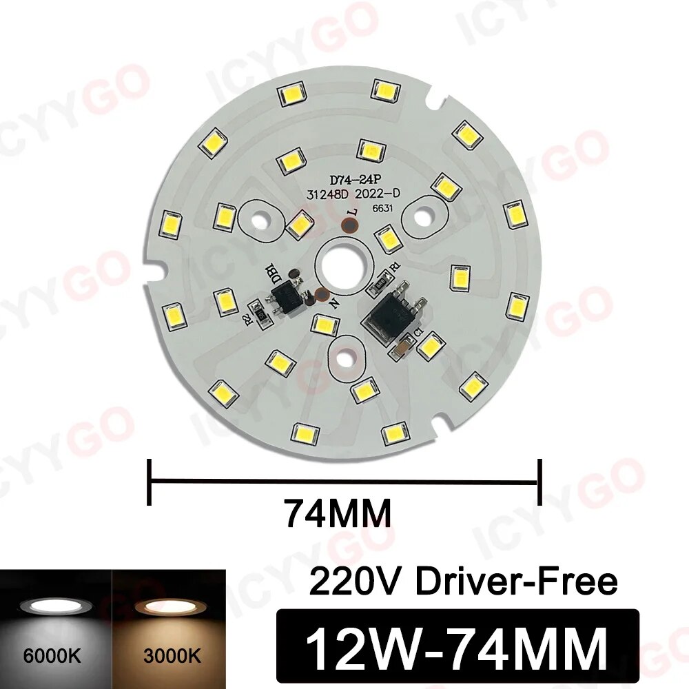 

Светодиодная плата ICYYGO IC-3-18W Driver-free круглая SMD 2835 3-18 Вт 220-240 В