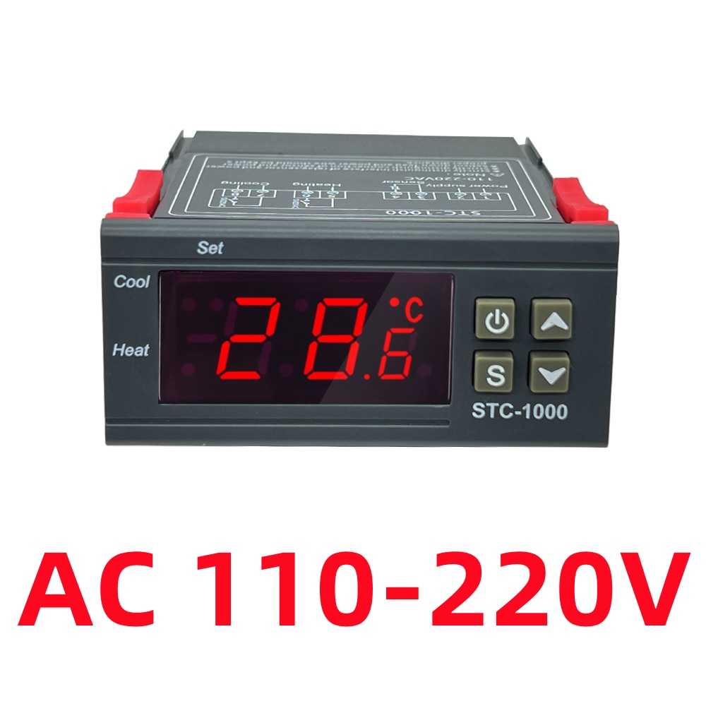 

STC-1000 STC 1000 светодиодный цифровой термостат для инкубатора, регулятор температуры, терморегулятор, реле, отопление, охлаждение, 12 В, 24 В, 220 В