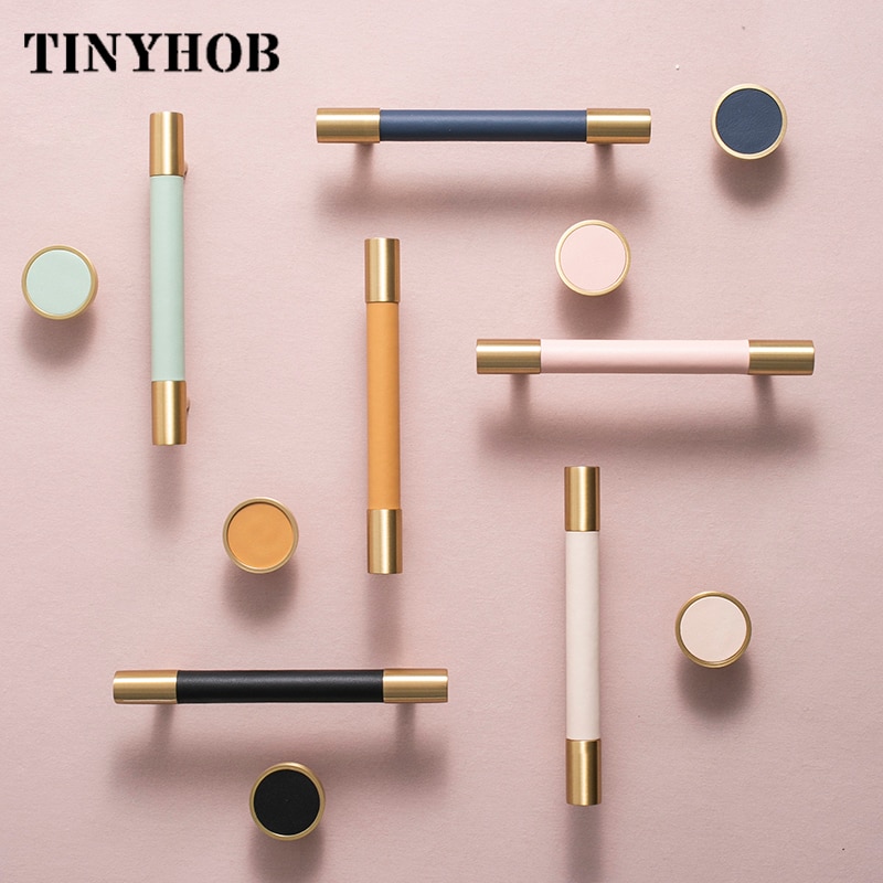 

Ручки для шкафов TINYHOB кожа + латунь