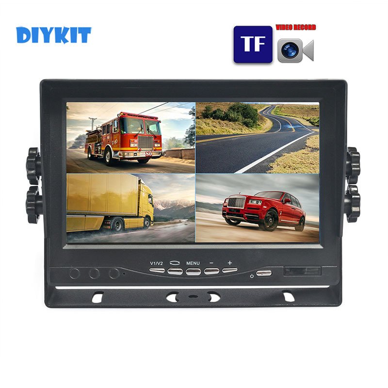 

DIYKIT 1024*800 AHD IPS 7 дюймов 4 разделенных четырехэкранных автомобильных монитора заднего вида Поддержка 4x960P AHD камера Запись видео