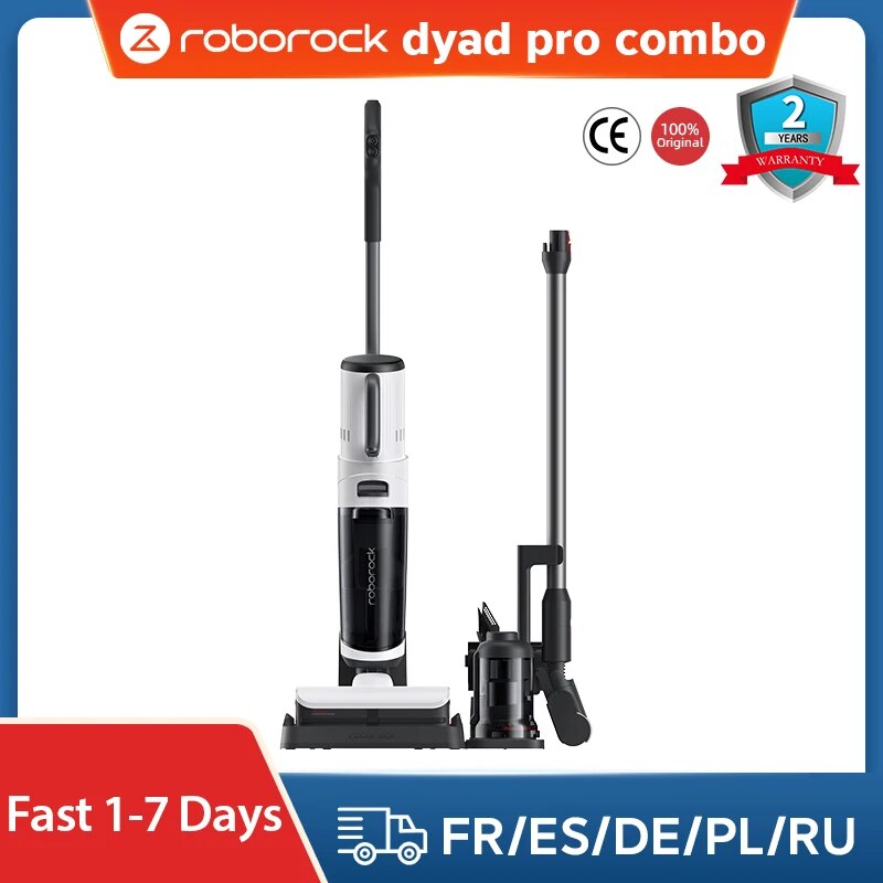 

Пылесос Roborock Dyad Pro Combo, 60 Вт, беспроводной, влажная уборка, пылесборник