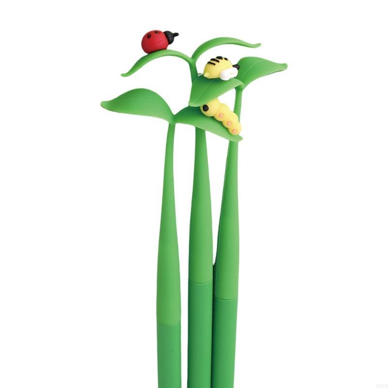 

H9EB 3 PCS Cartoon Insect Gel Pen 0,5 мм написание ручки прекрасная гелевая чернила качание качание. Нейтральная ручка для школы