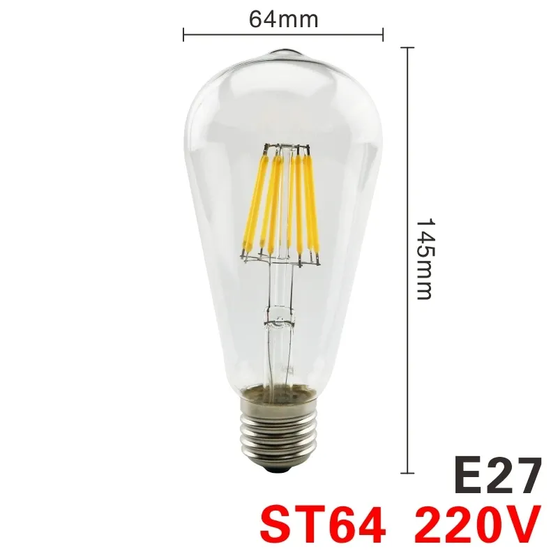 

LARZI Светодиодная лампа Эдисон стеклянная E27/E14 220V