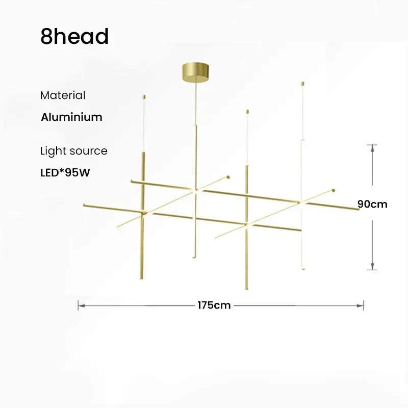 

TAONUANSHU Золотая линейная LED люстра